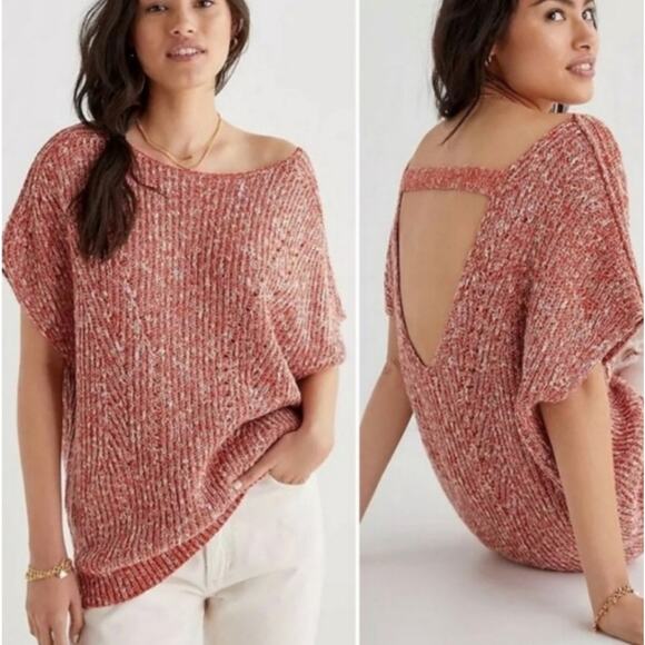Pilcro Anthropologie red Rouge Pilcro Knit Tunic Sleeveless sweater top NWT - Picture 2 of 12